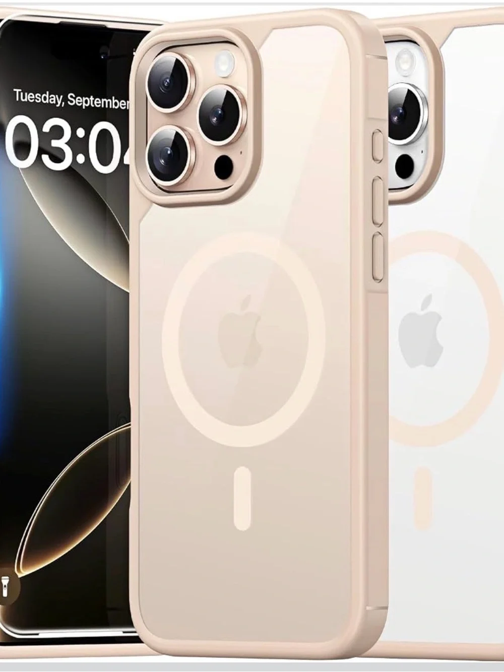 iPhone 16 pro case MagSafe-Compatible Clear Protective Phone Case in Beige